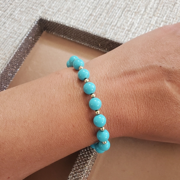 Vintage 14k Turquoise Beaded Bracelet - Picture 2 of 9